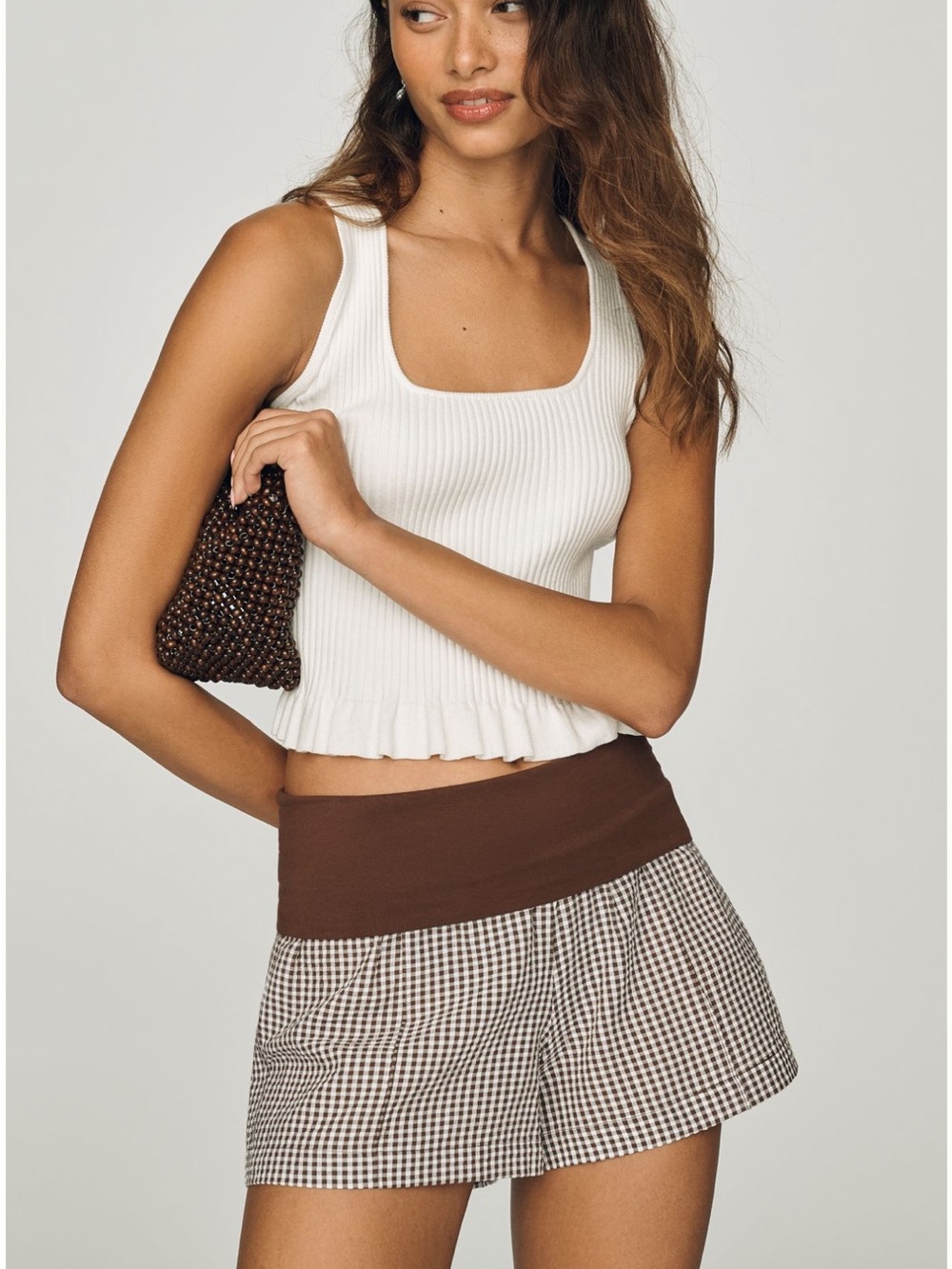NWT Anthropologie Brown Gingham Shorts